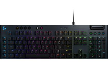 Logitech G815 LIGHTSYNC RGB Mechanical Gaming Keyboard with Low Profile GL Tactile key switch, 5 programmable G-keys, USB Passthrough, dedicated media control - Tactile