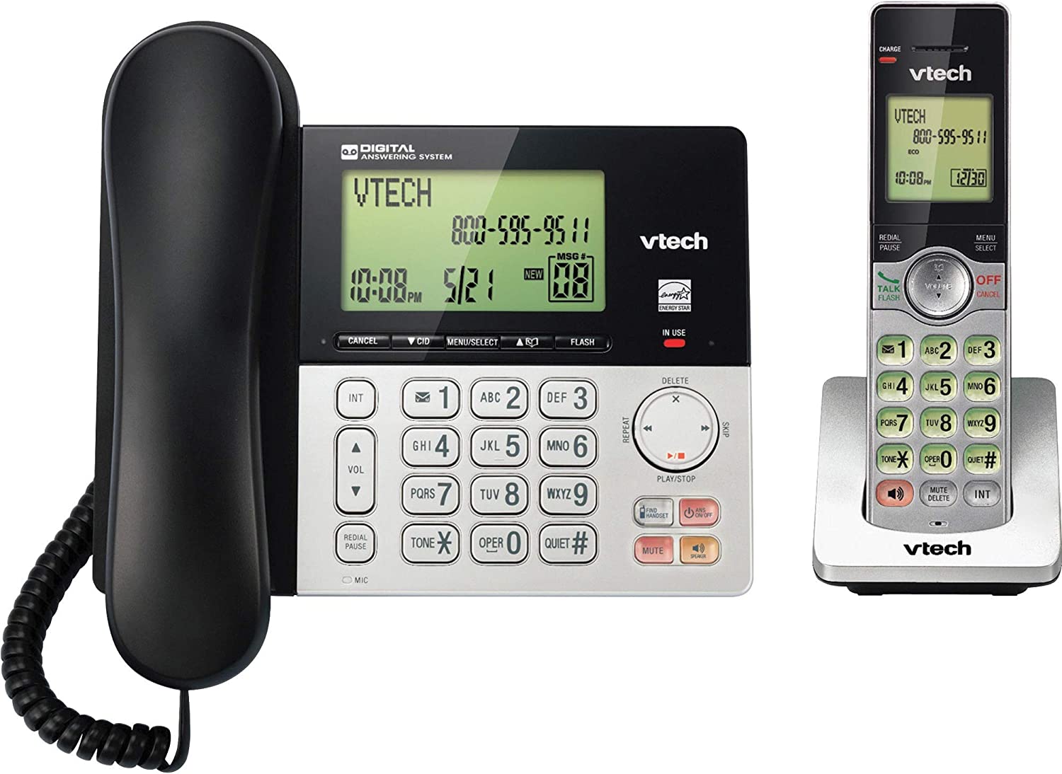 VTech CS6949 DECT 6.0 Standard Phone - Black, Silver