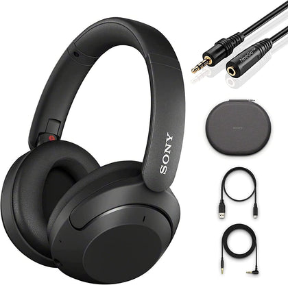 Sony Wireless Noise Cancelling Headphones WH-XB910N Over Ear Bluetooth Headset + NeeGo 3.5mm Headphone Extension