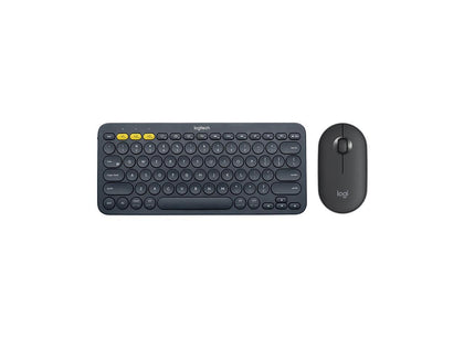 Logitech K380 Bluetooth Wireless Mini Keyboard and PEBBLE Bluetooth Mouse Thin&Light 1000DPI High Precision Optical Tracking Unifying Mouse Combo - Black